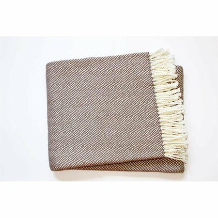 Brown & White Dreamy Soft Herringbone Throw Blanket, Taupe